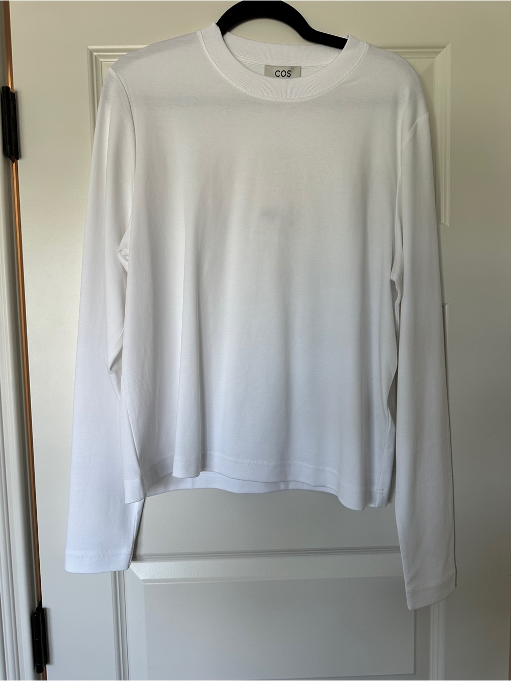 COS White Long Sleeve Crewneck Top